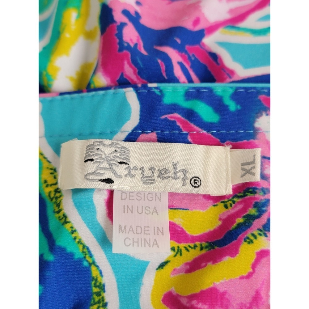 Aryeh Women's XL Blue Floral Tiered Ruffle Skort Athletic Tennis Golf Pickleball - Picture 6 of 11